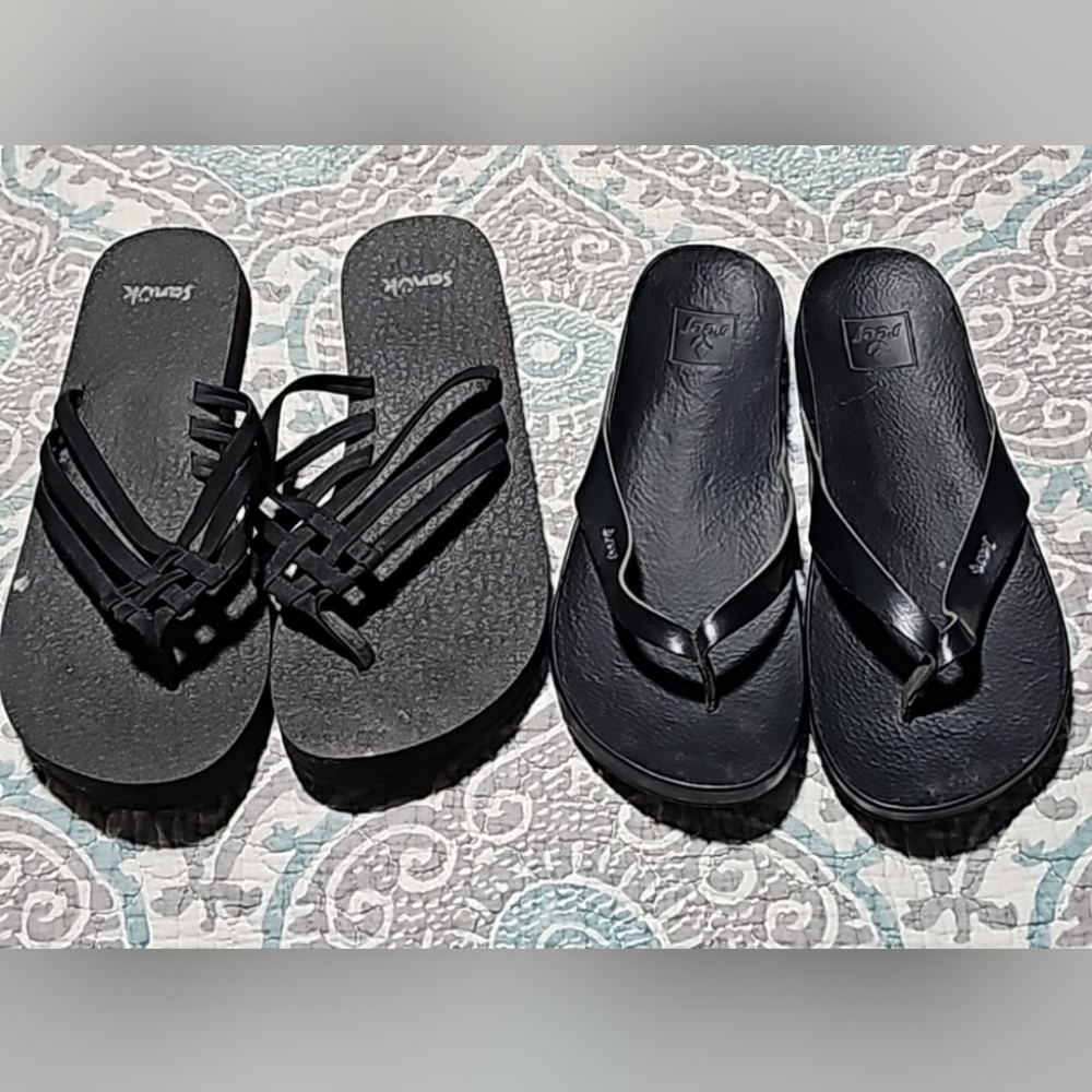 Women's Sanuk sandals Sz 9 and Reef